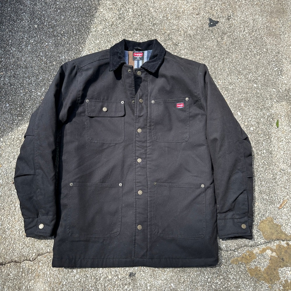 Wrangler Workwear Mens Small Black Canvas Blanket Lined Barn Chore Coat